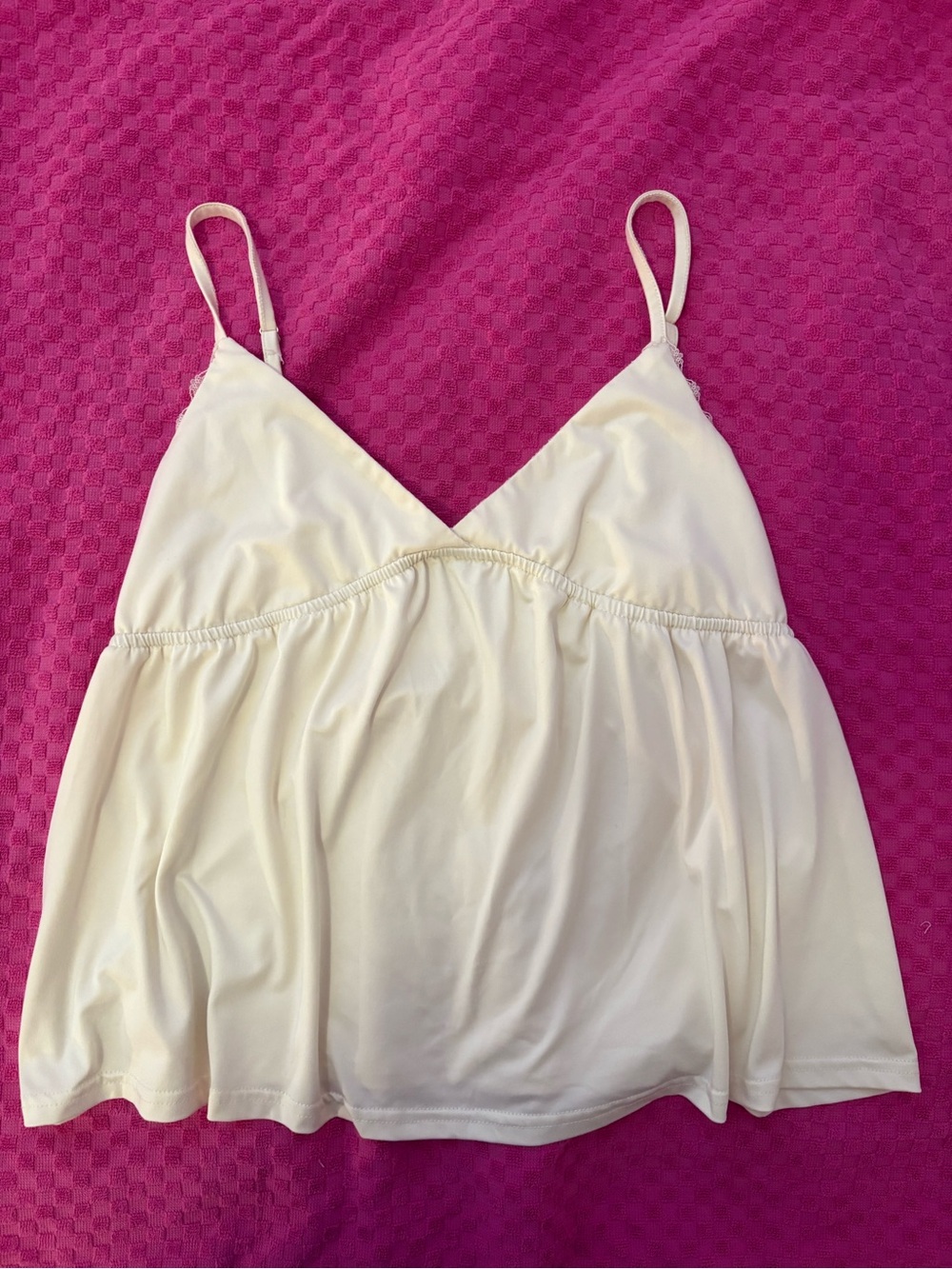 Women's Pale Yellow Spaghetti Strap Babydoll Tank Top